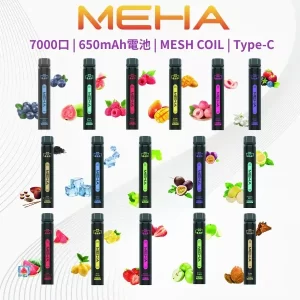 MEHA XBAR小黑條7000口拋棄式電子煙 16種口味可選 魅嗨一次性電子菸650mAh可充電 MESH霧化芯 台灣現貨