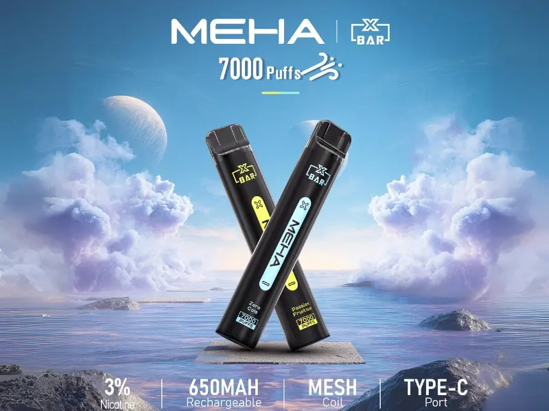 MEHA XBAR小黑條7000口拋棄式電子煙【16種口味】魅嗨一次性電子菸650mAh可充電 MESH霧化芯 台灣現貨